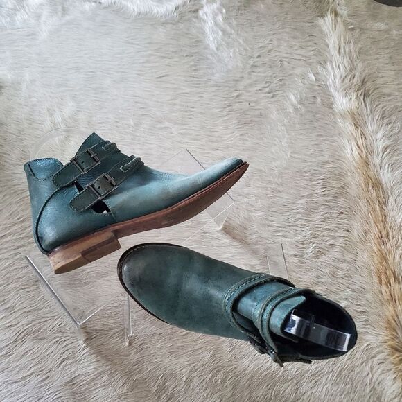 Free People Braeburn Ankle Boots Women's EU 36 US 5.5-6 Green Leather Boho - Picture 10 of 11
